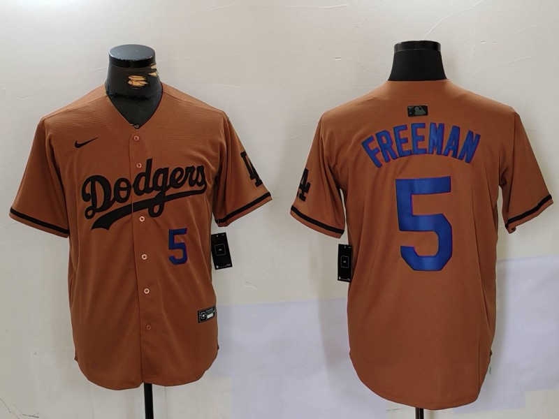 Men Los Angeles Dodgers 5 Freeman army green joint name 2024 Nike MLB Jersey style 4